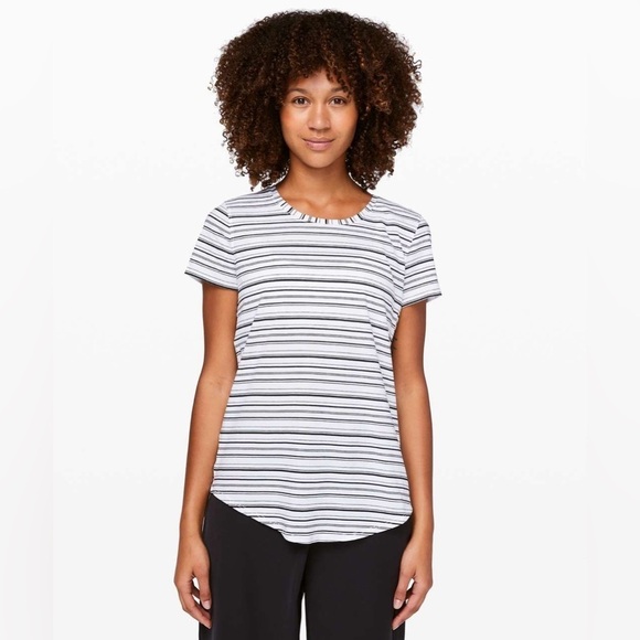 Lululemon Love Crew III, Cut Back Stripe White Black, Size 6 - Picture 1 of 10